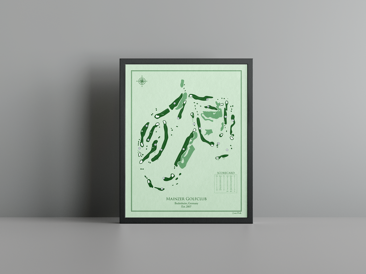 Mainzer Golfclub golf course print, green frame