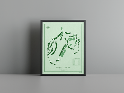 Mainzer Golfclub golf course print, green frame