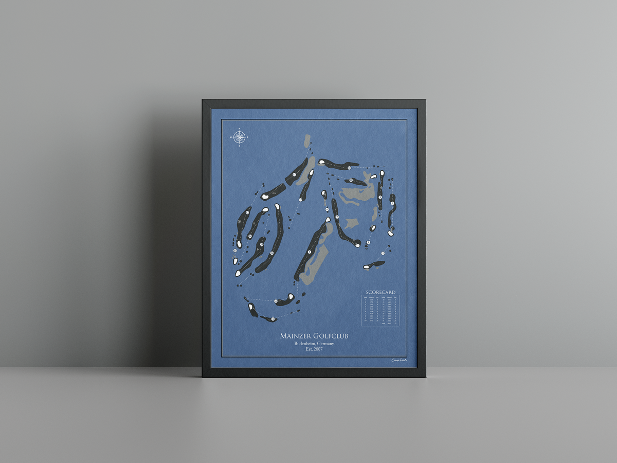 Mainzer Golfclub golf course print, navy frame