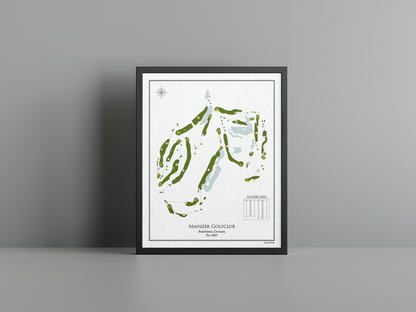 Mainzer Golfclub golf course print, white frame