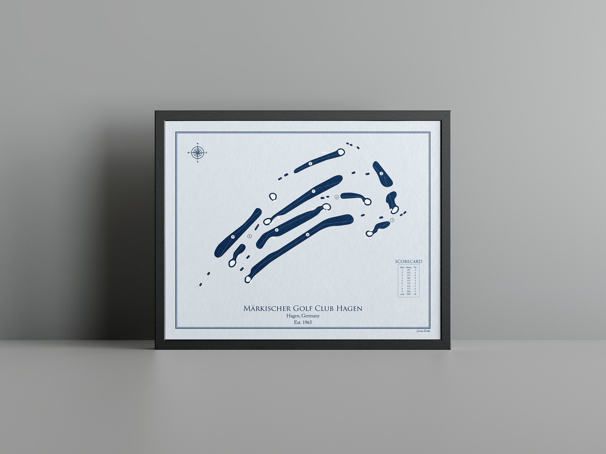 Märkischer Golf Club Hagen golf course print, blue frame