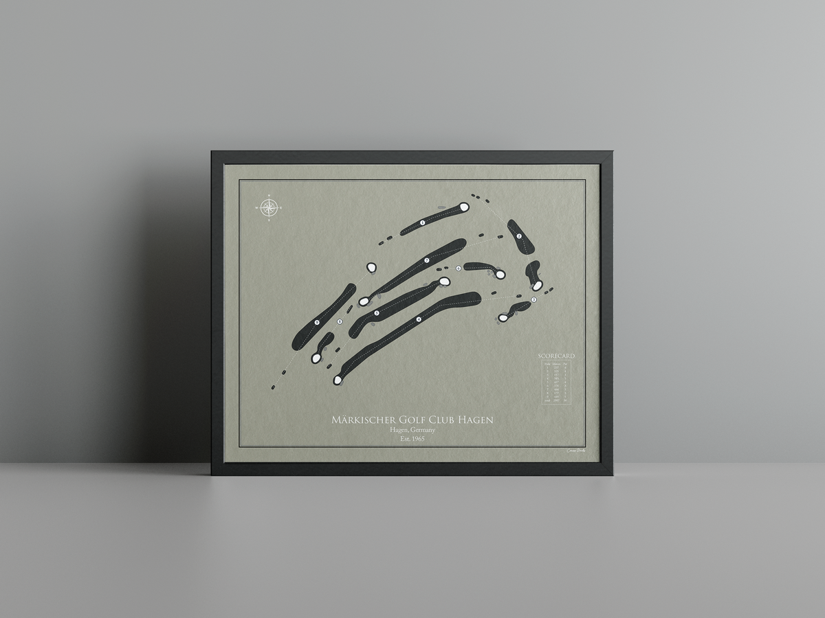 Märkischer Golf Club Hagen golf course print, brown frame