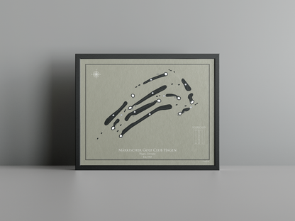 Märkischer Golf Club Hagen golf course print, brown frame