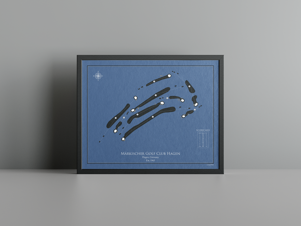 Märkischer Golf Club Hagen golf course print, navy frame