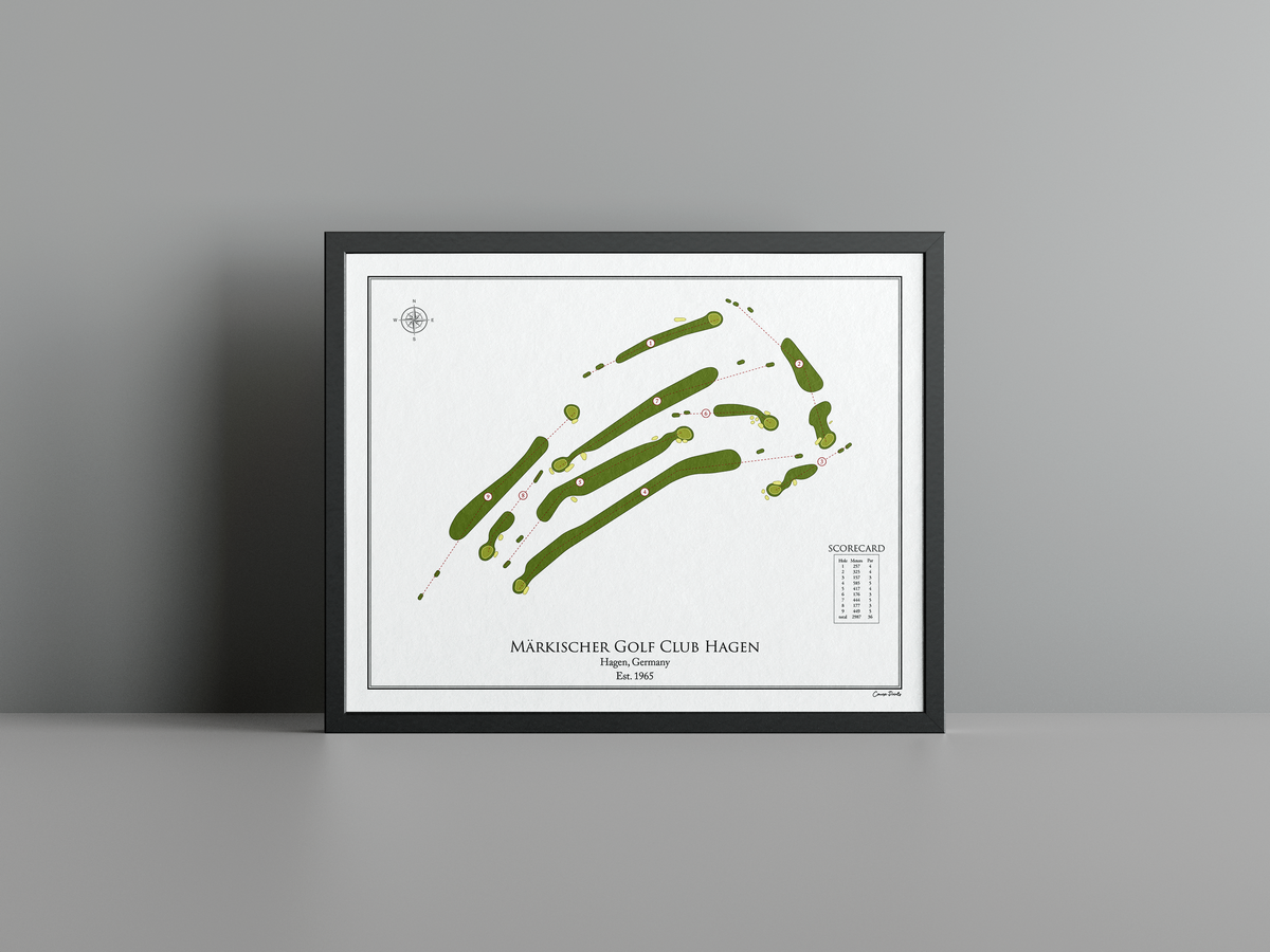 Märkischer Golf Club Hagen golf course print, white frame
