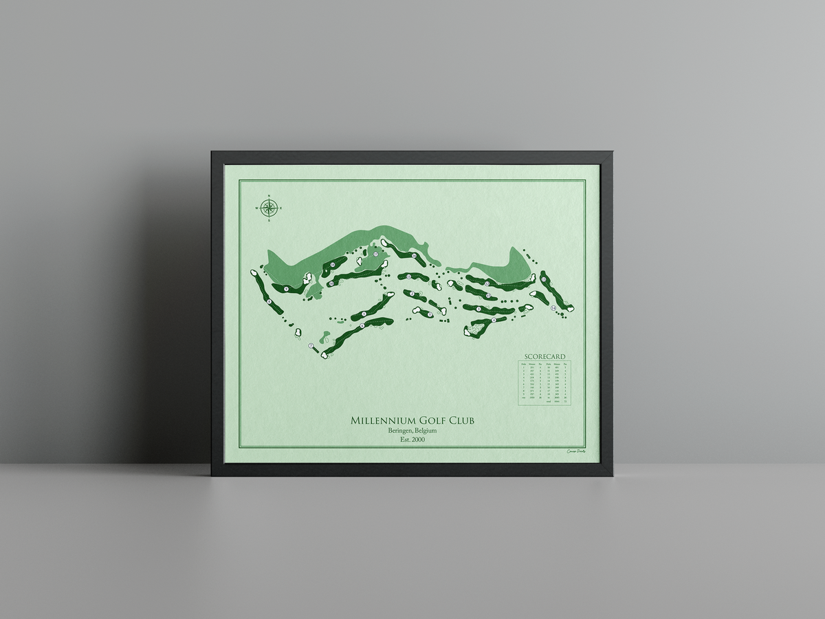 Millennium Golf Club golf course print, green frame
