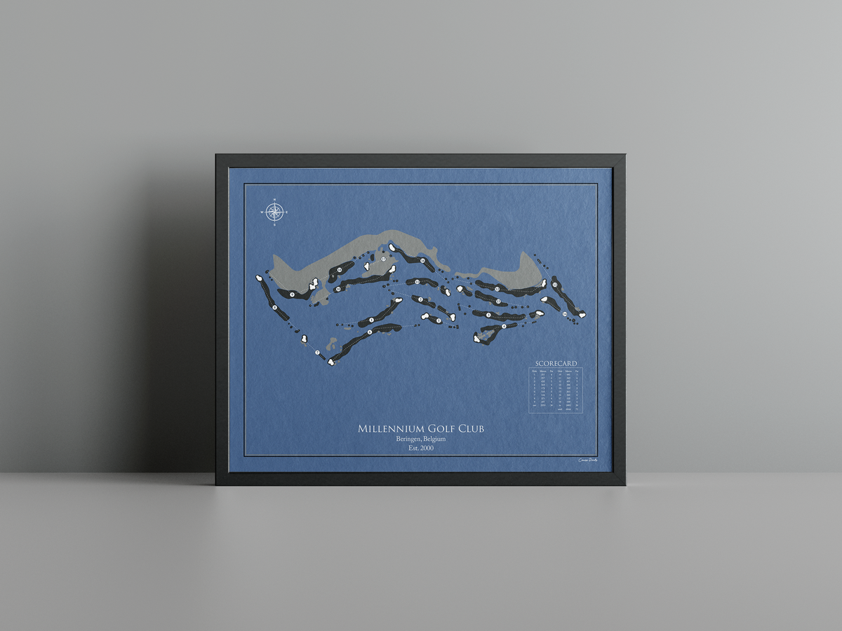 Millennium Golf Club golf course print, navy frame