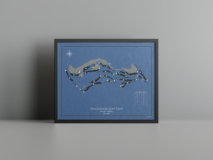 Millennium Golf Club golf course print, navy frame