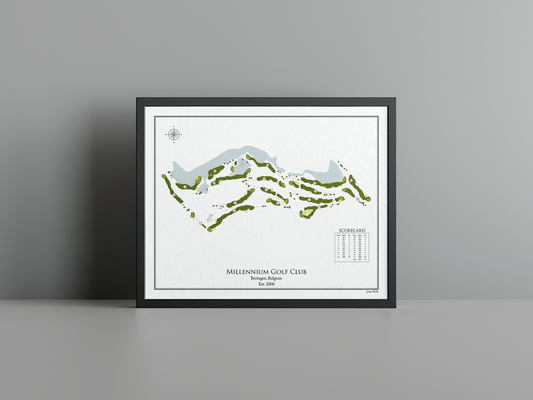 Millennium Golf Club golf course print, white frame