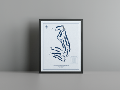 Milltown Golf Club golf course print, blue frame