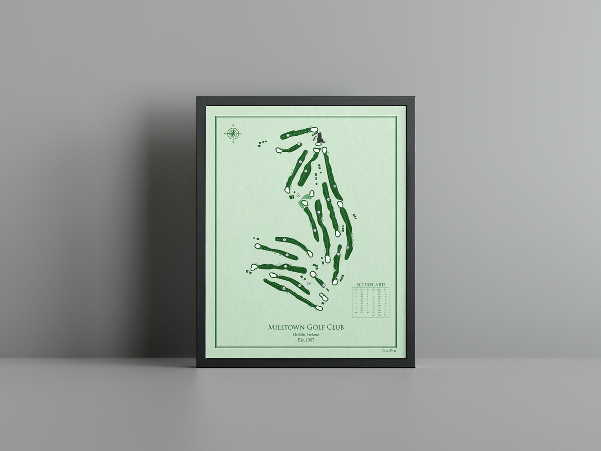 Milltown Golf Club golf course print, green frame