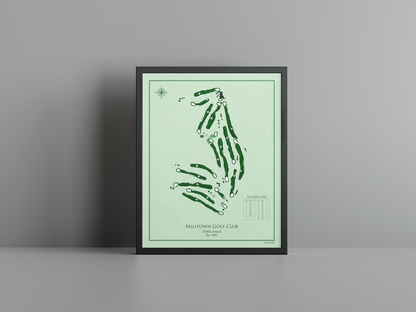 Milltown Golf Club golf course print, green frame