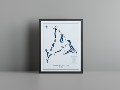 Miraflores Golf Club golf course print, blue frame
