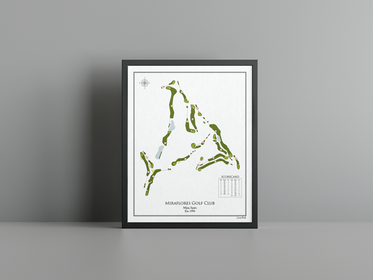 Miraflores Golf Club golf course print, white frame