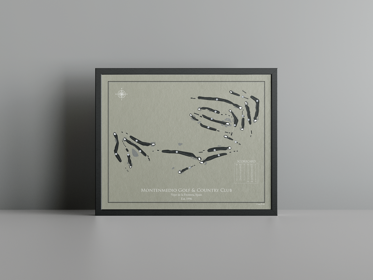 Montenmedio Golf & Country Club golf course print, brown frame