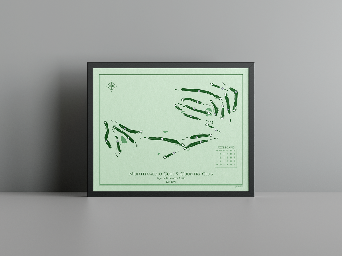 Montenmedio Golf & Country Club golf course print, green frame