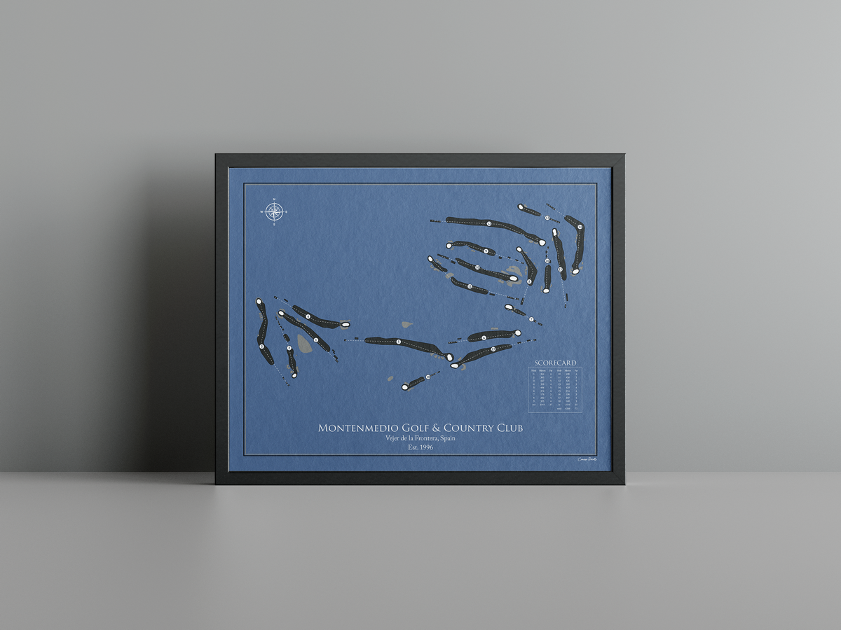 Montenmedio Golf & Country Club golf course print, navy frame