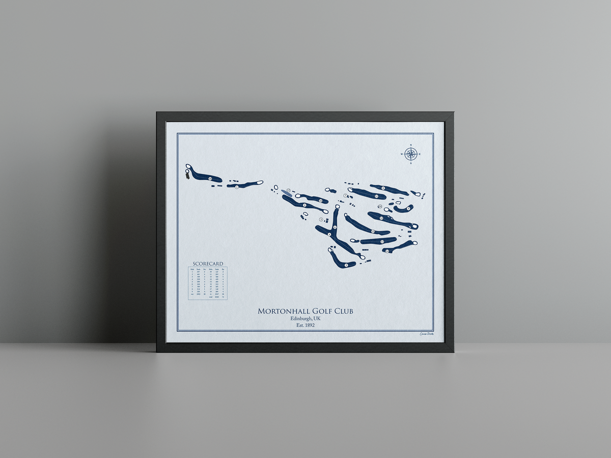 Mortonhall Golf Club golf course print, blue frame