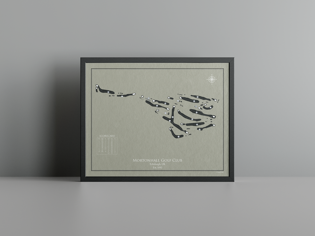 Mortonhall Golf Club golf course print, brown frame