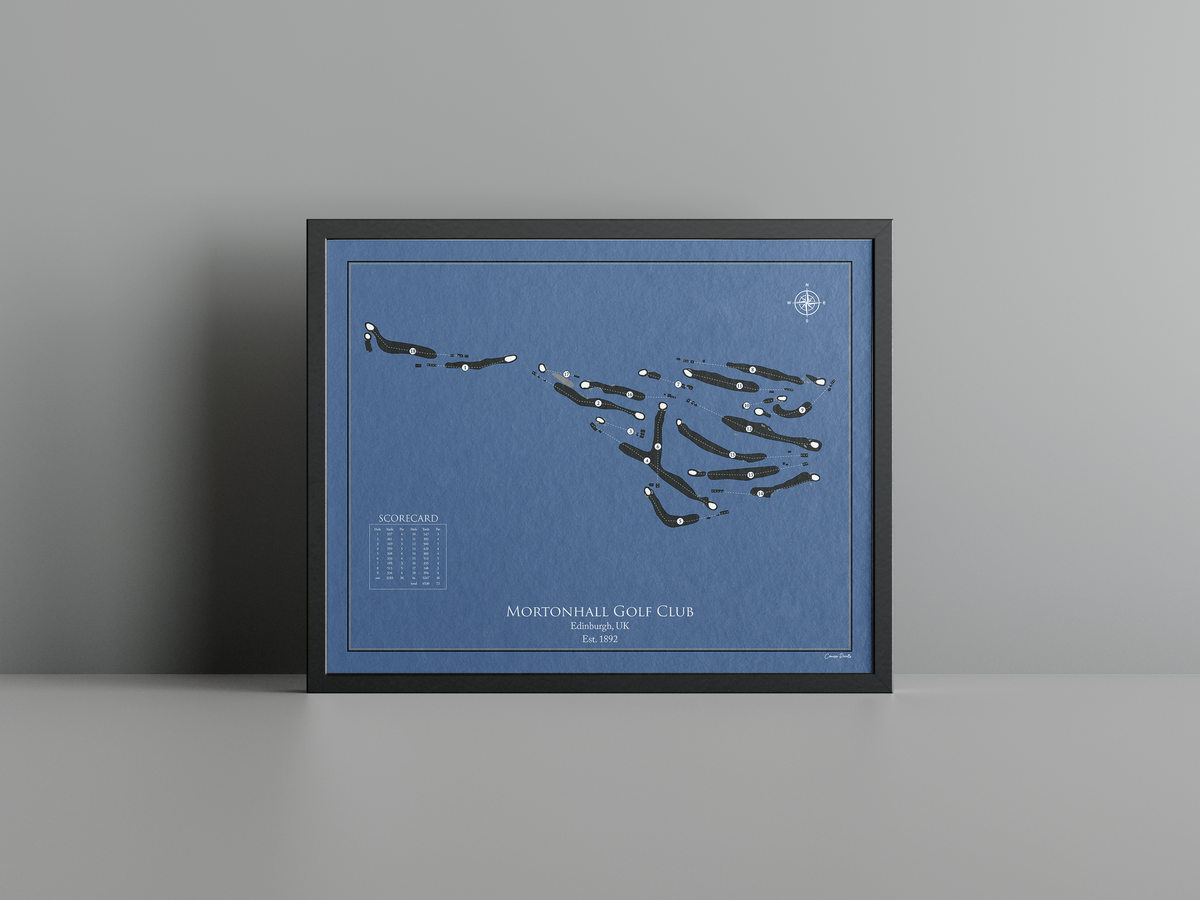 Mortonhall Golf Club golf course print, navy frame