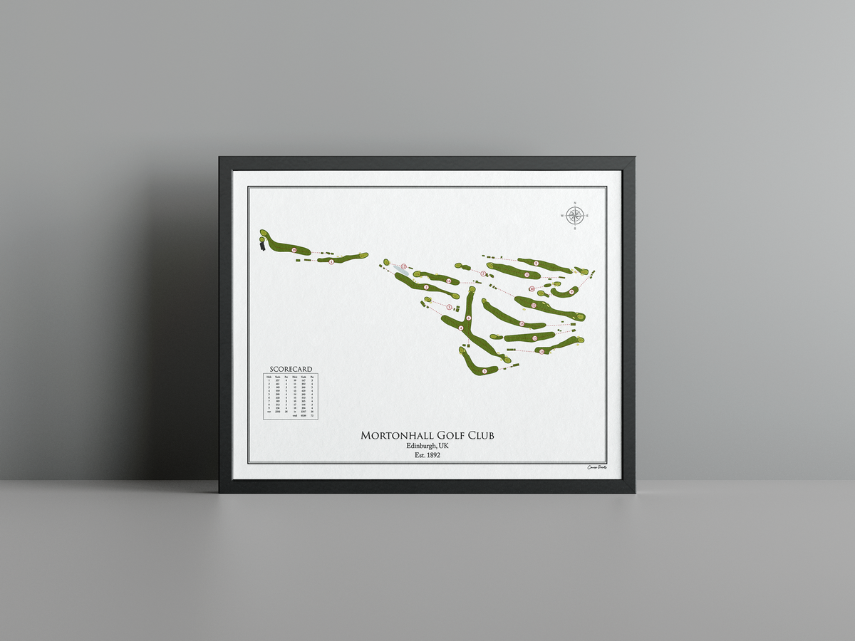Mortonhall Golf Club golf course print, white frame