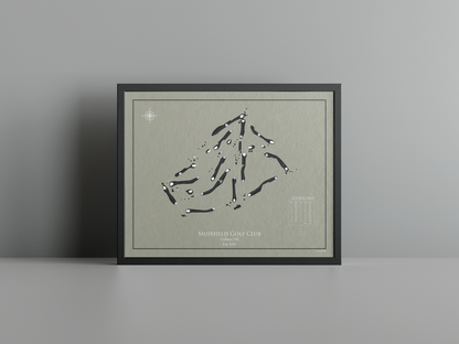 Muirfield Golf Club golf course print, brown frame