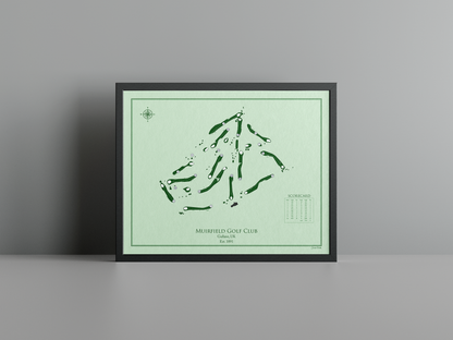 Muirfield Golf Club golf course print, green frame
