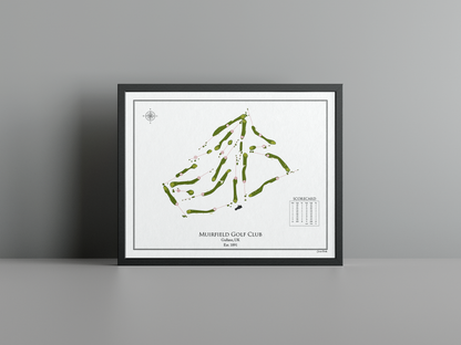 Muirfield Golf Club golf course print, white frame