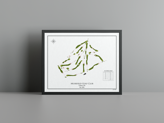 Muirfield Golf Club golf course print, white frame