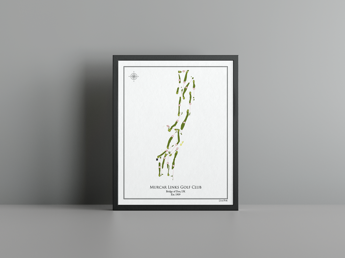 Murcar Links Golf Club golf course print, white frame