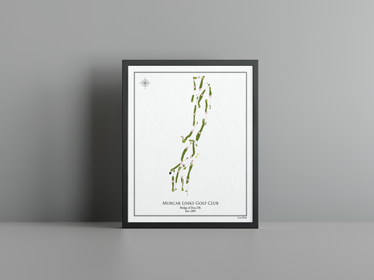 Murcar Links Golf Club golf course print, white frame