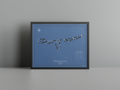 Nairn Golf Club golf course print, navy frame