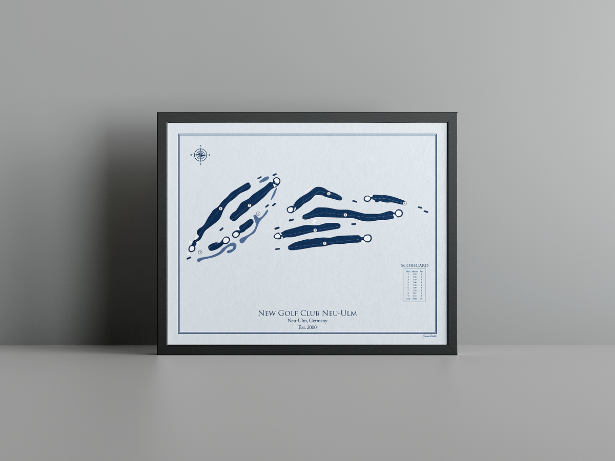 New Golf Club Neu-Ulm golf course print, blue frame