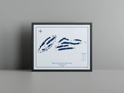 New Golf Club Neu-Ulm golf course print, blue frame