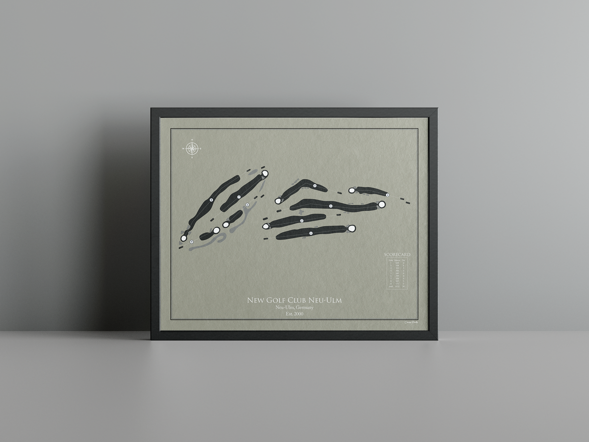 New Golf Club Neu-Ulm golf course print, brown frame