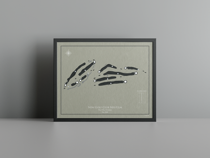 New Golf Club Neu-Ulm golf course print, brown frame
