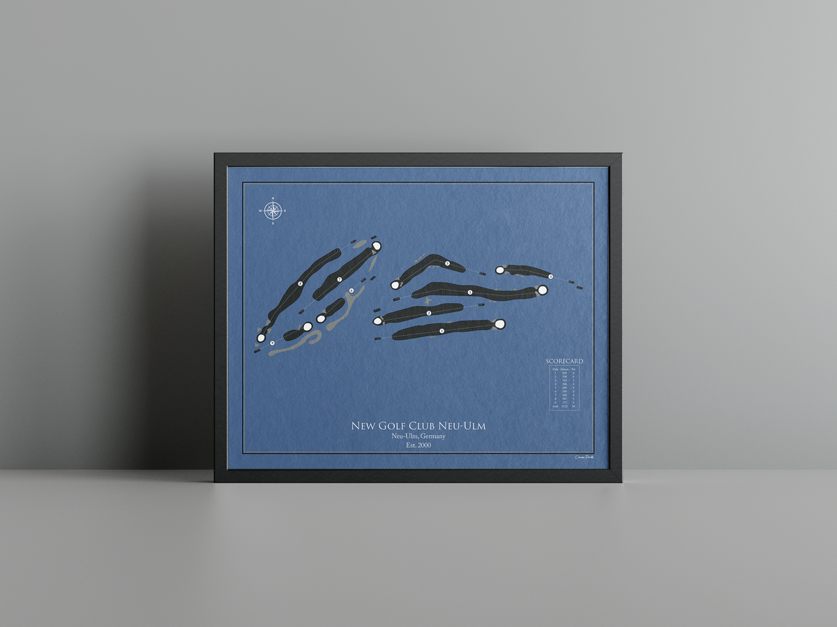 New Golf Club Neu-Ulm golf course print, navy frame