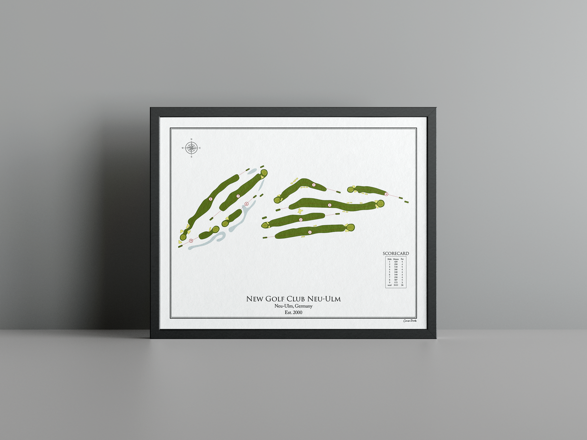 New Golf Club Neu-Ulm golf course print, white frame