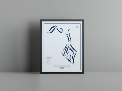 Newbattle Golf Club golf course print, blue frame