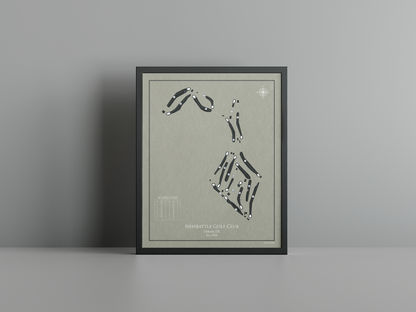 Newbattle Golf Club golf course print, brown frame