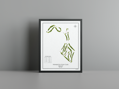 Newbattle Golf Club golf course print, white frame