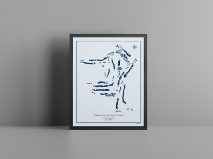 Newmachar Golf Club golf course print, blue frame
