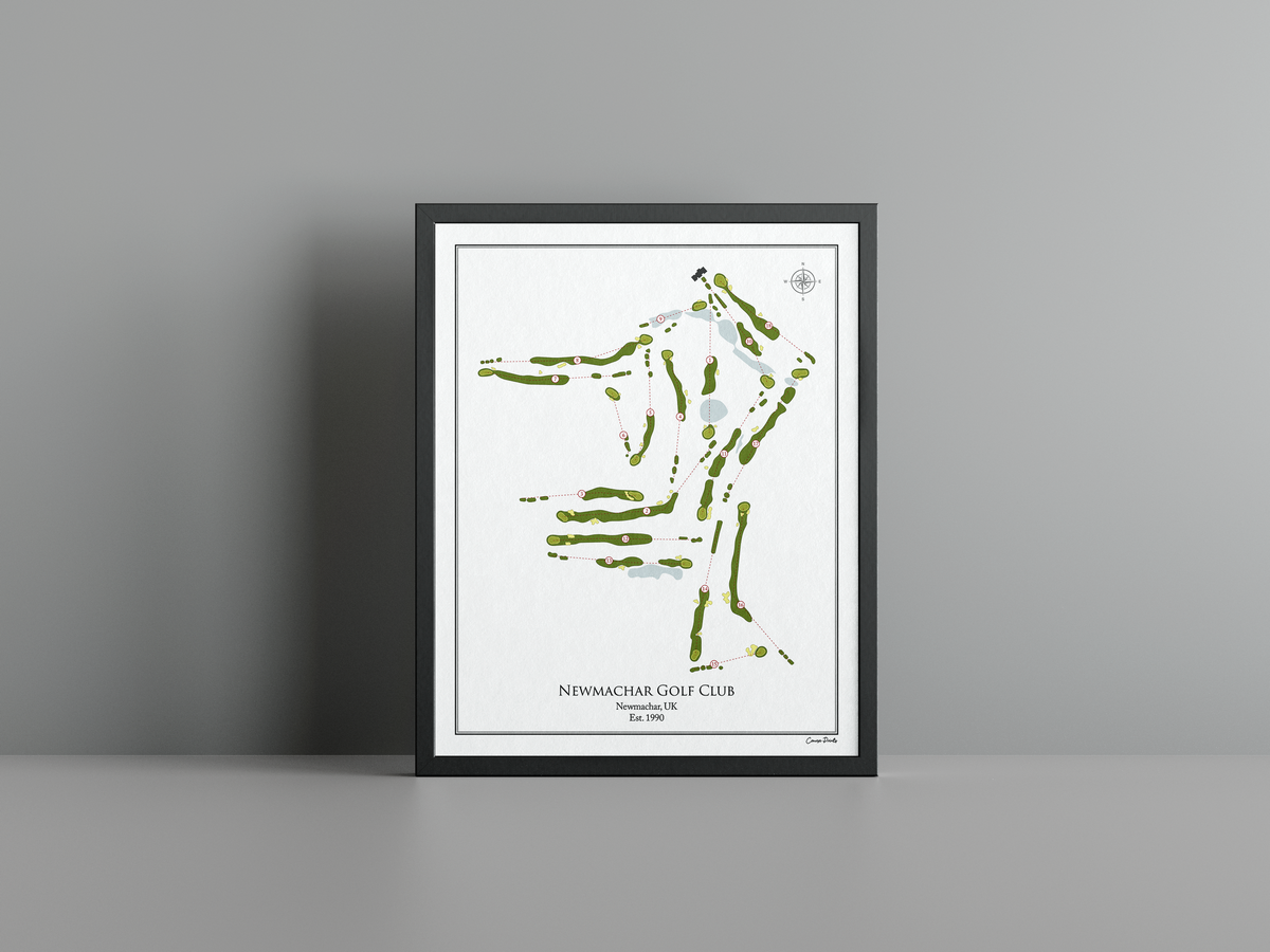 Newmachar Golf Club golf course print, white frame