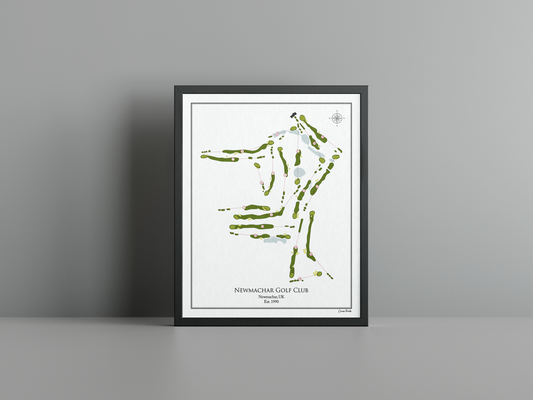 Newmachar Golf Club golf course print, white frame
