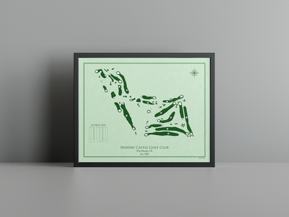 Niddry Castle Golf Club golf course print, green frame