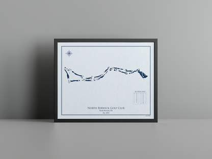 North Berwick Golf Club golf course print, blue frame