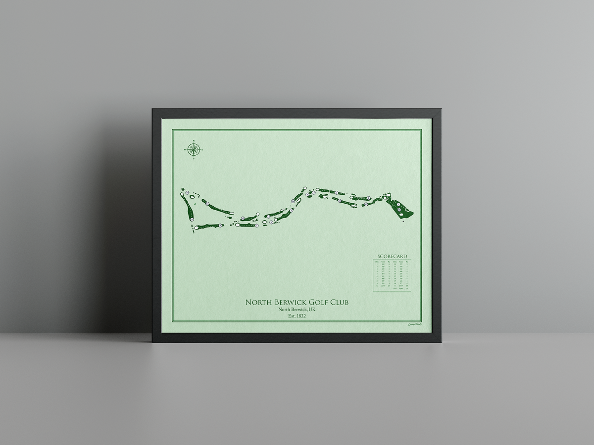 North Berwick Golf Club golf course print, green frame
