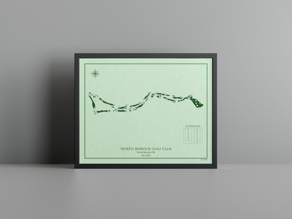 North Berwick Golf Club golf course print, green frame