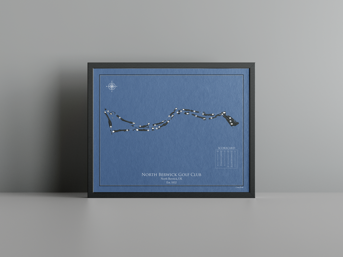 North Berwick Golf Club golf course print, navy frame