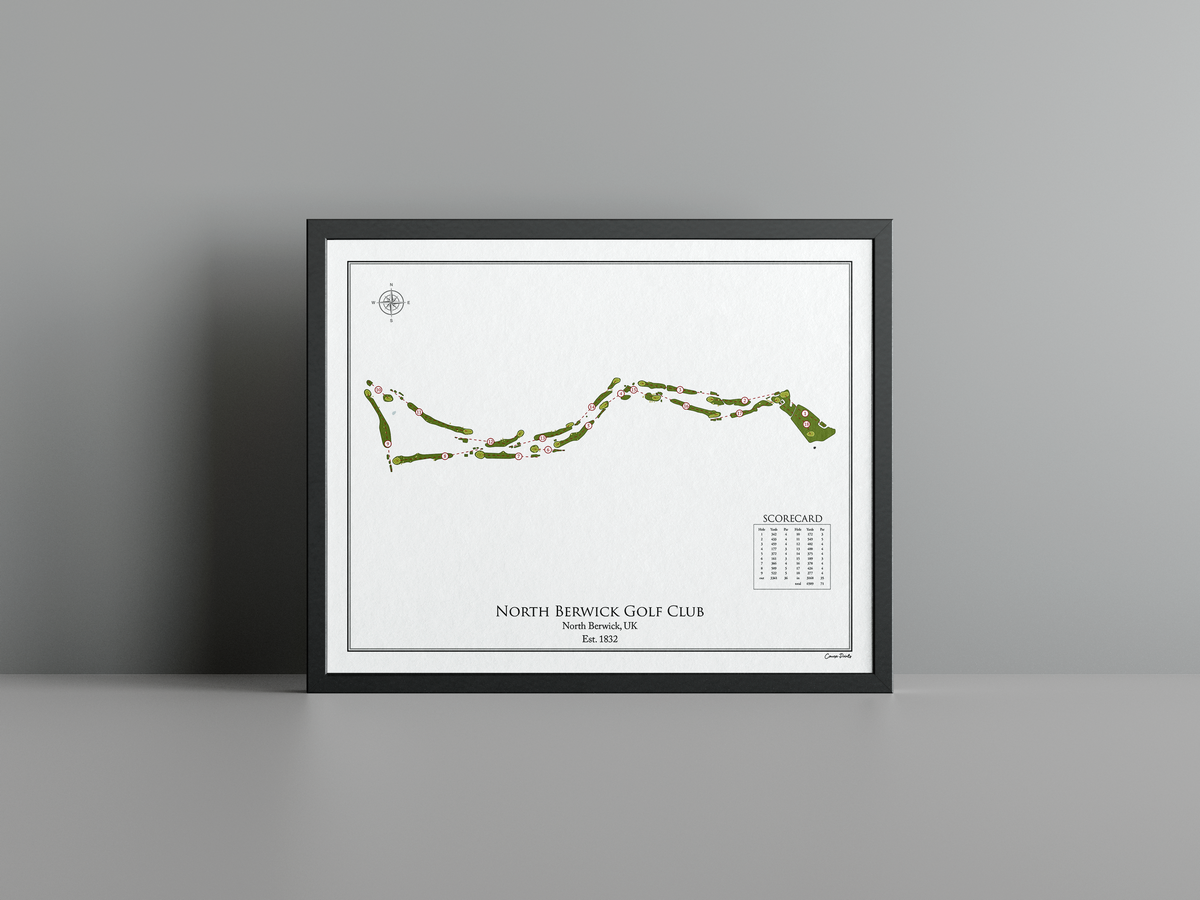 North Berwick Golf Club golf course print, white frame